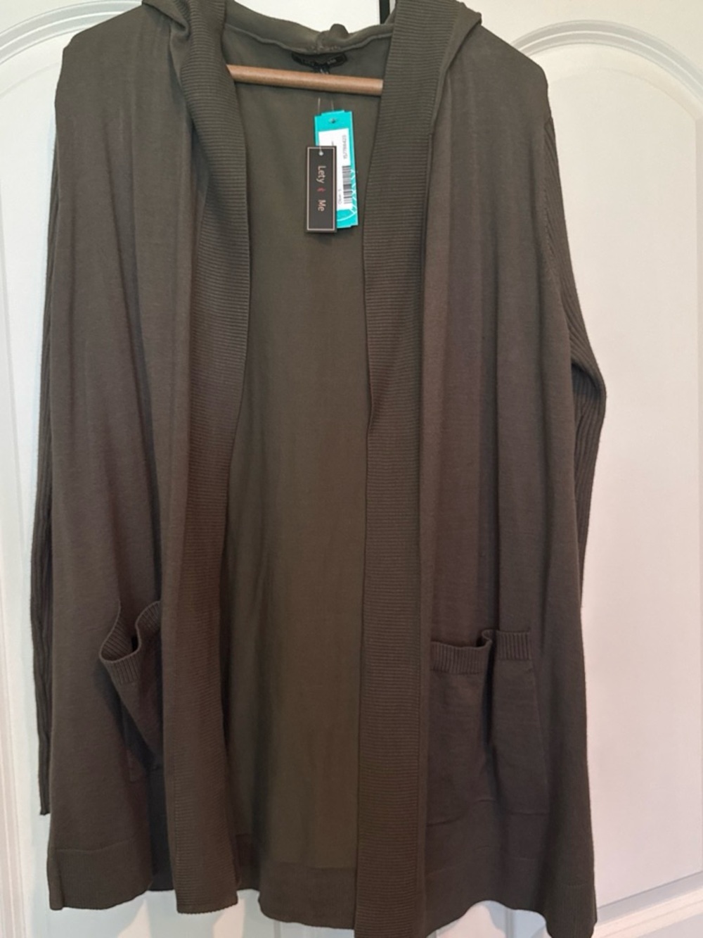 Cozy Hooded Open-Front Cardigan - Olive Green